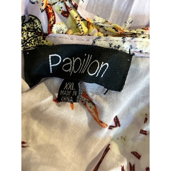 Papillon Lavender Sheer Boho Dress, Floral Ruffled Womens XXL, Short - Picture 6 of 6